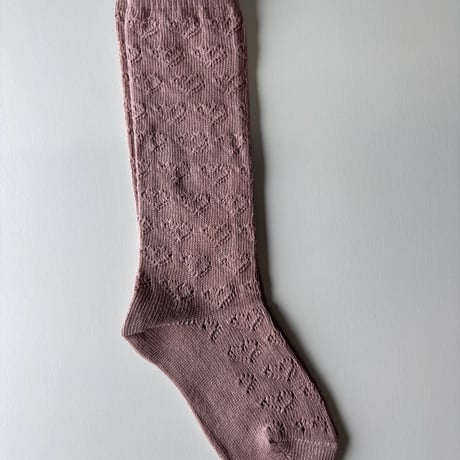 【 SOOR PLOOM 】HEART KNEE SOCK, LINEN / ROSE SMOKE（単品販売）