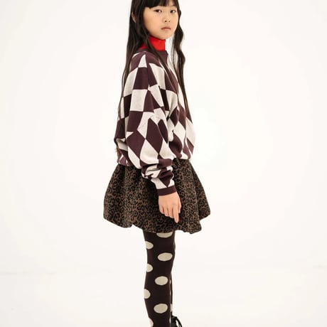 【Repose AMS】balloon mini skirt - chocolate leopard acquard