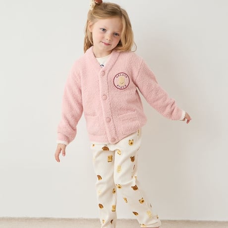 【 gelato pique 】PKNT264445 KIDSｱﾆﾏﾙﾌﾞﾚｯﾄﾞｶｰﾃﾞ&ｽｶｰﾌ PNK (size 90,100)