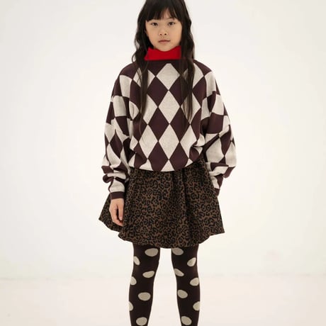 【Repose AMS】balloon mini skirt - chocolate leopard acquard