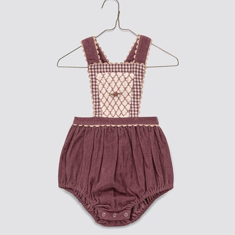 【 little cotton clothes 】Velvet Dhalia romper in Sugarplum