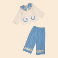 【 Apolina 】 CLARA TROUSER SET - MILK/BOOK BLUE