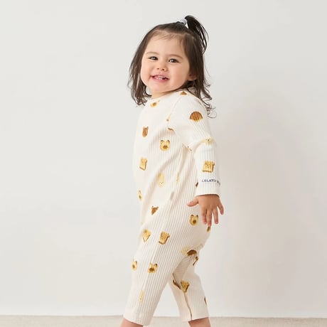 【 gelato pique 】PBCO264481 BABYｱﾆﾏﾙﾌﾞﾚｯﾄﾞ柄ﾛﾝﾊﾟｰｽ CRM (size 70, 80)