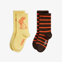 【 MINI RODINI 】Rabbit 2-pack socks - Multi