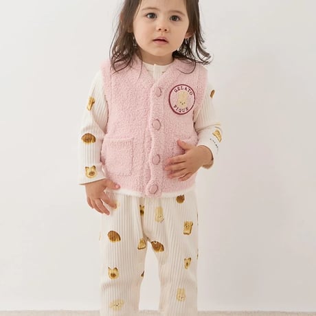 【 gelato pique 】PBCO264481 BABYｱﾆﾏﾙﾌﾞﾚｯﾄﾞ柄ﾛﾝﾊﾟｰｽ CRM (size 70, 80)