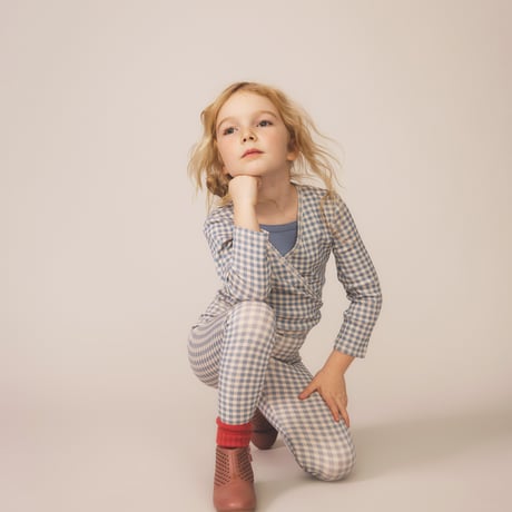 入荷後発送ご予約商品【 SOOR PLOOM 】WRAP TEE, GINGHAM PRINT, POWDER