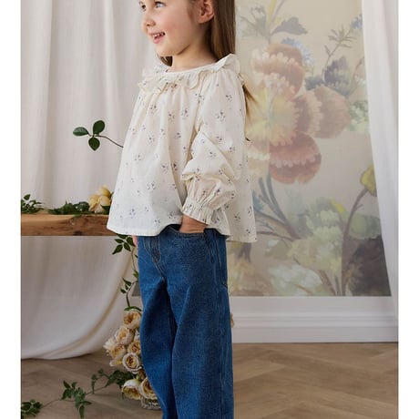 【 Jamie kay 】JKFT264142 ｺｯﾄﾝ花柄ﾌﾘﾙｶﾗｰﾄｯﾌﾟｽJade Floral OWHT（size 100）