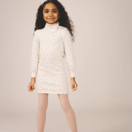 入荷後発送ご予約商品【 SOOR PLOOM 】POUF TURTLENECK DRESS, CALICO PRINT, POWDER