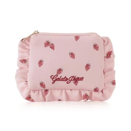 【 gelato pique 】 PWGB264595 ｽﾄﾛﾍﾞﾘｰ総柄ﾃｨｯｼｭﾎﾟｰﾁ PNK