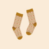 【 Apolina 】 ALPINE FLORAL ANKLE SOCK - CARAMEL/BLUSH