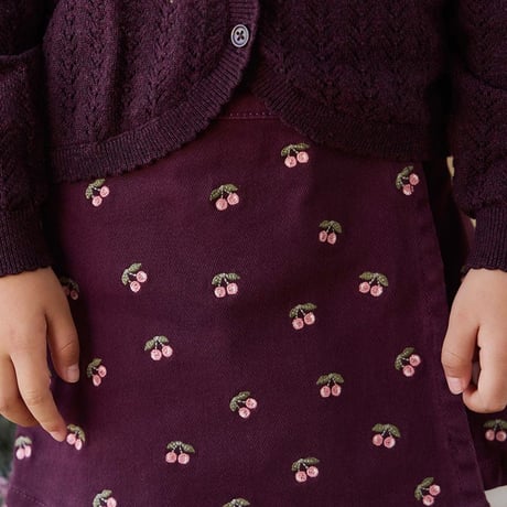 【 Jamie kay 】JKFS264061 ﾁｪﾘｰ刺繍ｽｶｰﾄCherry Fig WINE（size 90,100,110,120）