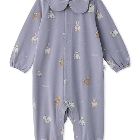 【 gelato pique 】 PBCO264426 BABYおやすみｱﾆﾏﾙ柄ﾛﾝﾊﾟｰｽ NVY（size 70, 80）