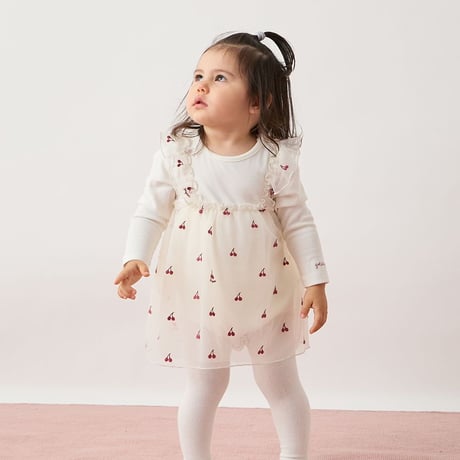 【 gelato pique 】PBCO264436 BABYﾁｪﾘｰ柄ﾁｭｰﾙﾛﾝﾊﾟｰｽ IVR（size 80）