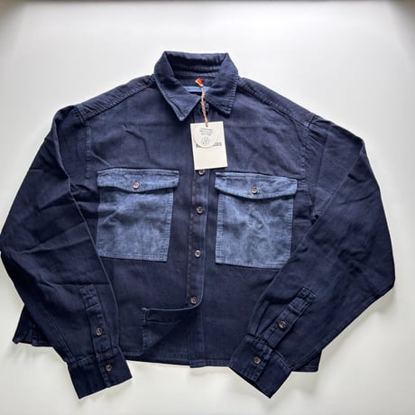 【BOBO CHOSES ADULT 】 Big corduroy pockets light denim shirt　M ,L