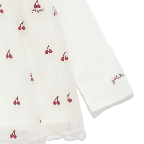 【 gelato pique 】PKCT264440 KIDSﾁｪﾘｰ柄ﾁｭｰﾙﾌﾟﾙｵｰﾊﾞｰ IVR（size 90, 100）