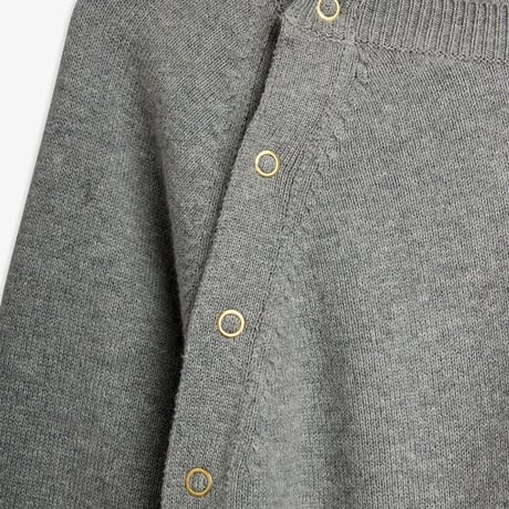 【 MINI RODINI 】Rabbit ear fine knit baby jumpsuit - Grey Melange（68/74）