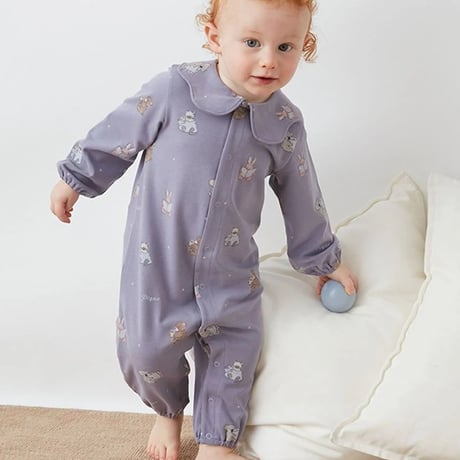 【 gelato pique 】 PBCO264426 BABYおやすみｱﾆﾏﾙ柄ﾛﾝﾊﾟｰｽ IVR（size 70, 80）