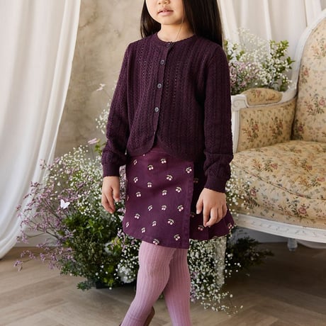 【 Jamie kay 】JKFS264061 ﾁｪﾘｰ刺繍ｽｶｰﾄCherry Fig WINE（size 90,100,110,120）