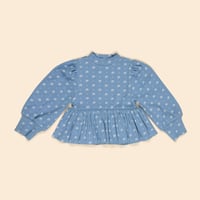 【 Apolina 】 MYA PEPLUM JERSEY TOP - MOUNTAIN CALICO BLUE