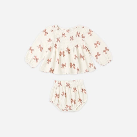 【 Rylee + Cru 】SOPHIA TOP + BLOOMER SET　PEPPERMINT BOWS