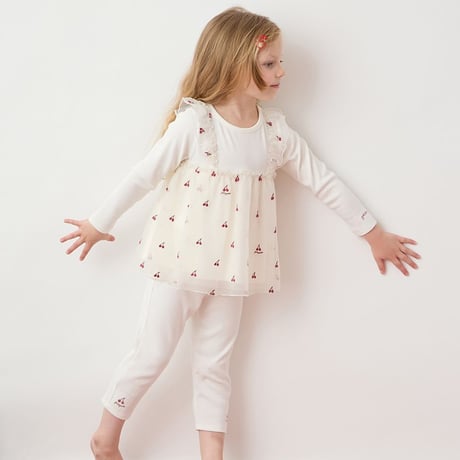 【 gelato pique 】PKCT264440 KIDSﾁｪﾘｰ柄ﾁｭｰﾙﾌﾟﾙｵｰﾊﾞｰ IVR（size 90, 100）