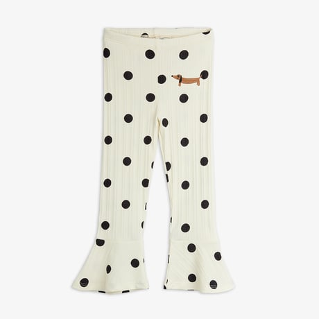 【 MINI RODINI 】Dots aop dog flared trousers - Off-white