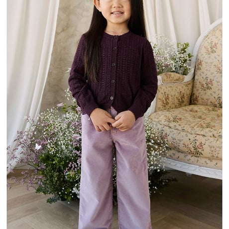 【 Jamie kay 】JKNT264073 ニットカーディガン Antique Bronze/Blackcurrant PPL（size 90~120）