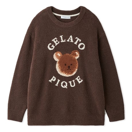 【 gelato pique 】PMNT264086 HOMMEﾍﾞﾋﾞﾓｺｱﾆﾏﾙﾌﾞﾚｯﾄﾞｼﾞｬｶﾞｰﾄﾞﾌﾟﾙｵｰﾊﾞｰ BRW (size M)