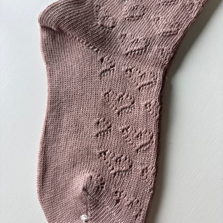 【 SOOR PLOOM 】HEART KNEE SOCK, LINEN / ROSE SMOKE（単品販売）