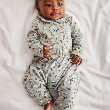【Misha&Puff】 BABY PETIT COLLAR ONESIE (ONSEN CIRCUS)