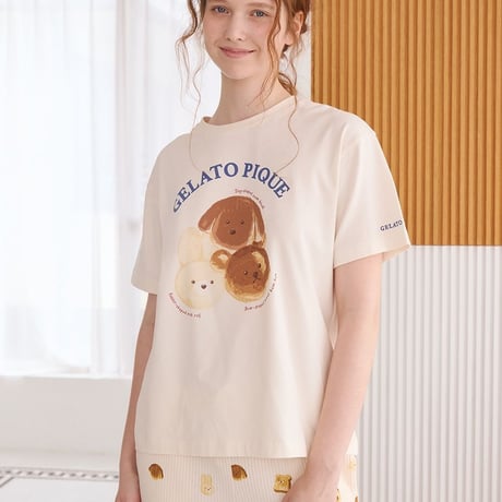 【 gelato pique 】PWCT264333 ｱﾆﾏﾙﾌﾞﾚｯﾄﾞﾜﾝﾎﾟｲﾝﾄTｼｬﾂ CRM (size F)