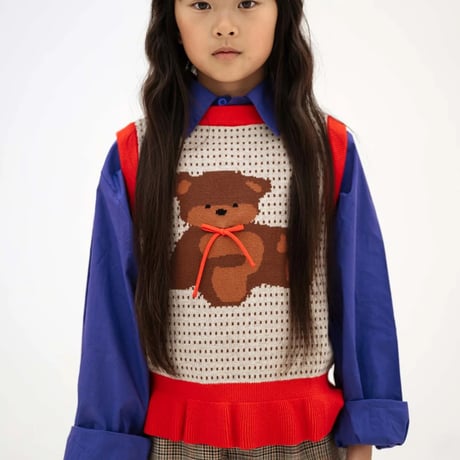 【Repose AMS】knit peplum top - firecracker red mix