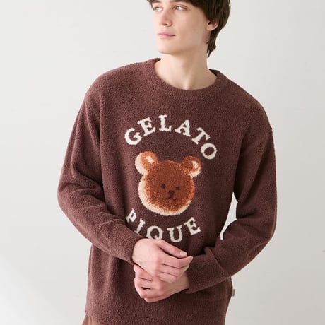 【 gelato pique 】PMNT264086 HOMMEﾍﾞﾋﾞﾓｺｱﾆﾏﾙﾌﾞﾚｯﾄﾞｼﾞｬｶﾞｰﾄﾞﾌﾟﾙｵｰﾊﾞｰ BRW (size M)