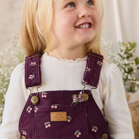 【 Jamie kay 】JKFO264063 ﾁｪﾘｰ刺繍ｵｰﾊﾞｰｵｰﾙCherry WINE（size 90,100,110,120）