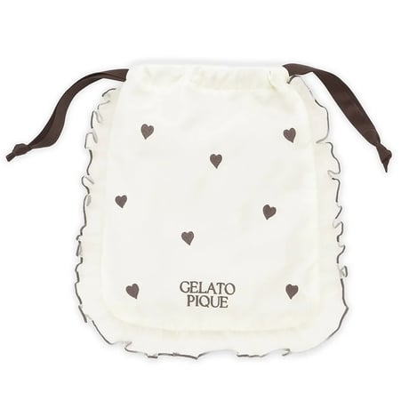 【 gelato pique 】PWGB264631 ﾊｰﾄﾌﾘﾙﾁｭｰﾙ巾着 OWHT