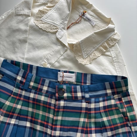 【BOBO CHOSES ADULT 】Lace ending poplin shirt　M ,L