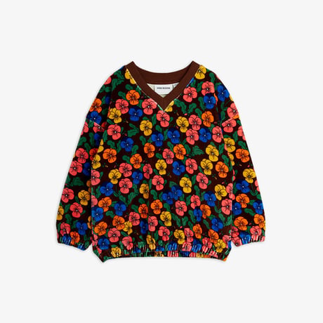 【 MINI RODINI 】Violas aop velour sweatshirt - Multi