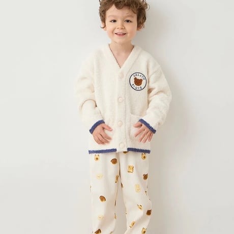 【 gelato pique 】PKNT264445 KIDSｱﾆﾏﾙﾌﾞﾚｯﾄﾞｶｰﾃﾞ&ｽｶｰﾌ CRM (size 90,100)