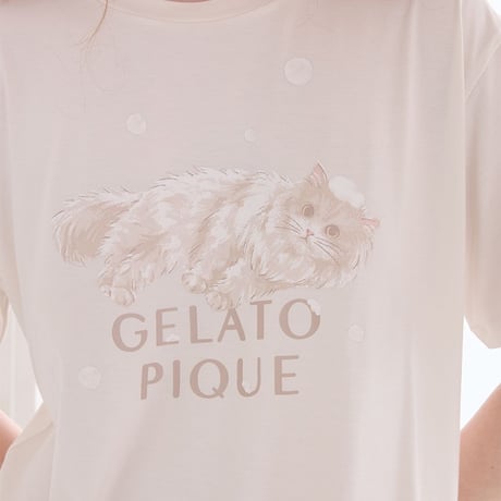【 gelato pique 】 PWCT264260 ﾊﾞｽﾀｲﾑCATﾜﾝﾎﾟｲﾝﾄTｼｬﾂ IVR（size F）