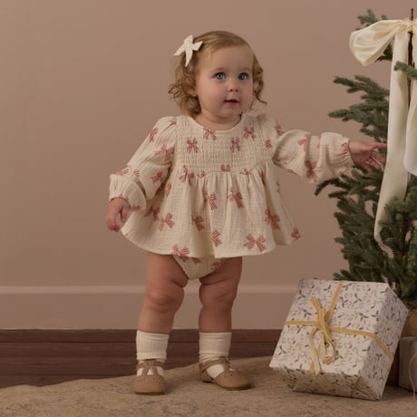 【 Rylee + Cru 】SOPHIA TOP + BLOOMER SET　PEPPERMINT BOWS