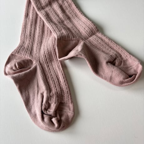 【 SOOR PLOOM 】POINTELLE RIB TIGHTS, ROSE SMOKE