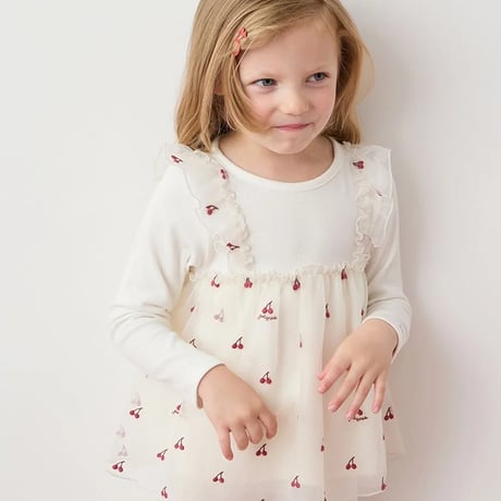 【 gelato pique 】PKCT264440 KIDSﾁｪﾘｰ柄ﾁｭｰﾙﾌﾟﾙｵｰﾊﾞｰ IVR（size 90, 100）