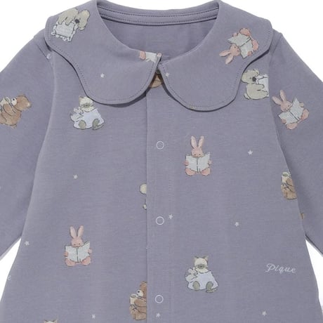 【 gelato pique 】 PBCO264426 BABYおやすみｱﾆﾏﾙ柄ﾛﾝﾊﾟｰｽ IVR（size 70, 80）