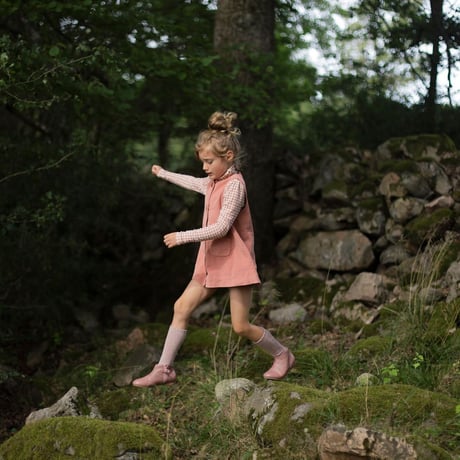 【 SOOR PLOOM 】HEART KNEE SOCK, LINEN / ROSE SMOKE（単品販売）