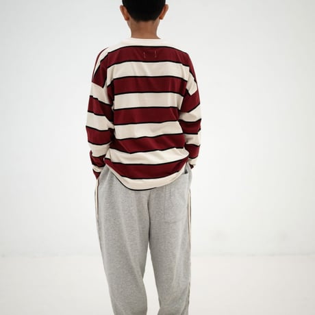 【Repose AMS】wide cut long tee - mulberry stripe