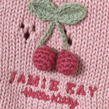 【 Jamie kay ×HELLO KITTY】 JBNT264907 ﾓﾁｰﾌ付きﾆｯﾄﾎﾟﾝﾁｮ PNK（size 70~90）