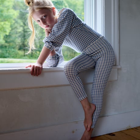 入荷後発送ご予約商品【 SOOR PLOOM 】STRETCH LEGGING, GINGHAM PRINT, POWDER