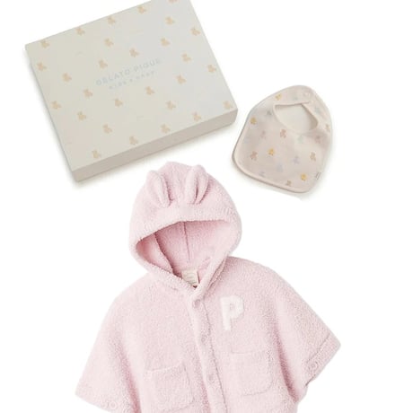 【 gelato pique 】PBGG259068 BABYﾍﾞｱﾎﾟﾝﾁｮ&ｽﾀｲ２点ｾｯﾄ ｷﾞﾌﾄBOX LPNK(ウサギ)