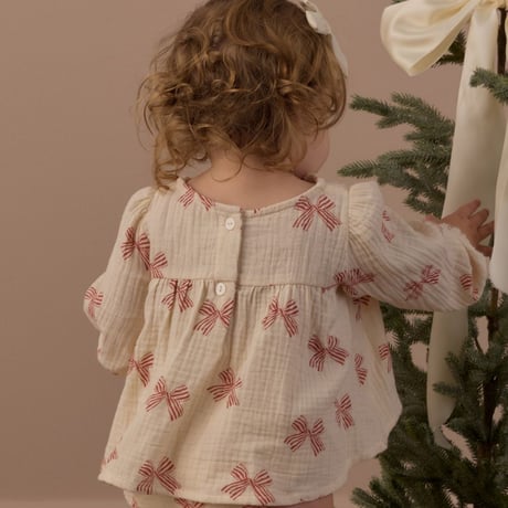 【 Rylee + Cru 】SOPHIA TOP + BLOOMER SET　PEPPERMINT BOWS