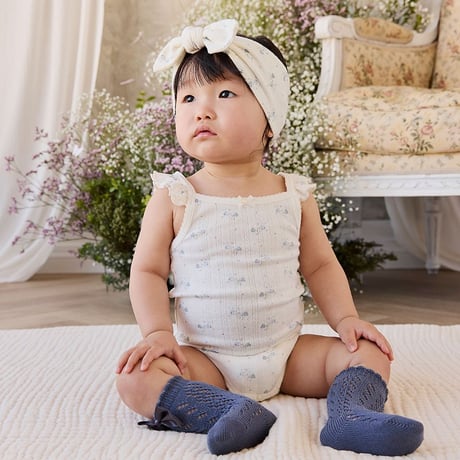 【 Jamie kay 】JKGS264064 ﾘﾎﾞﾝﾊｲｿｯｸｽMilk/Bastil DGRY（size 9~16cm）